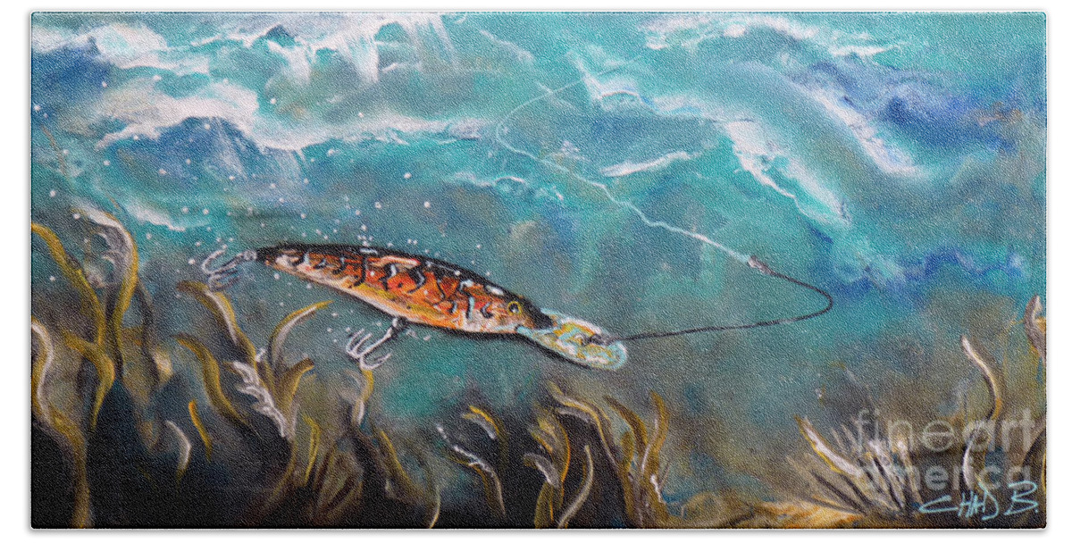 Fishing Bath Towel featuring the painting Bagley's Deep Dive by Chad Berglund