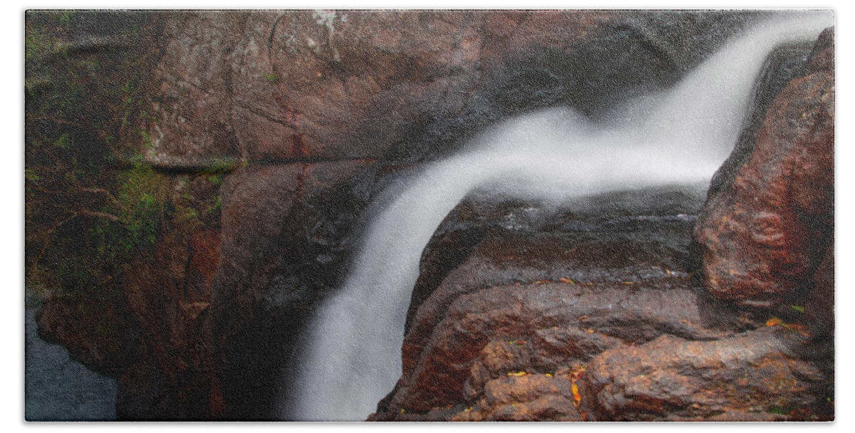 Landscape Bath Towel featuring the photograph Bakers Fall VI. Horton Plains National Park. Sri Lanka by Jenny Rainbow