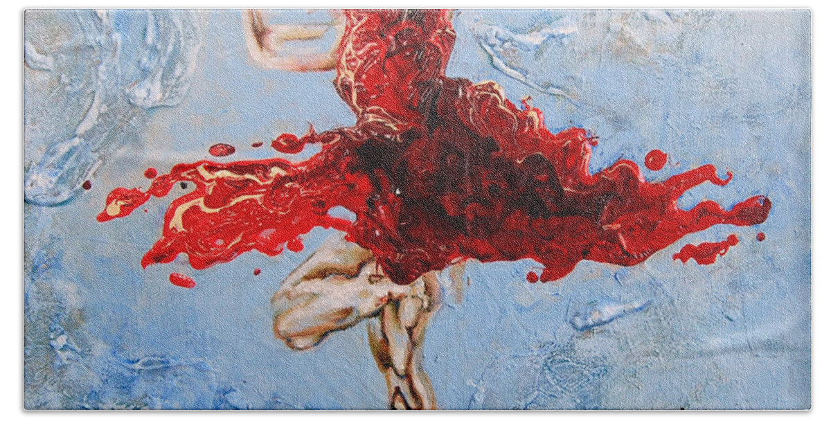 Ballet Hand Towel featuring the painting Balance by Karina Llergo