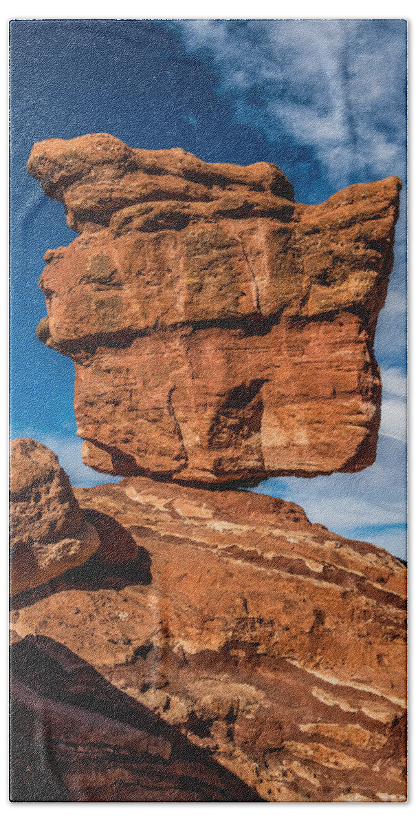 Balanced Rock Hand Towel featuring the photograph Balanced rock garden of the gods by Paul Freidlund