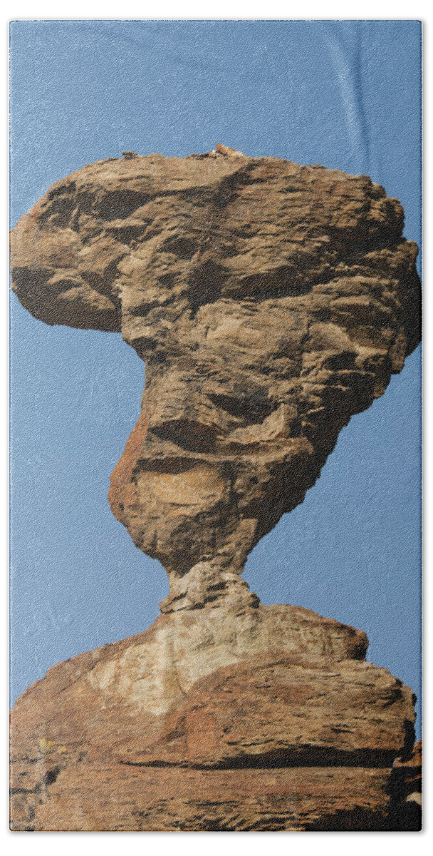 531596 Bath Towel featuring the photograph Balanced Rock Twin Falls Idaho by Kevin Schafer