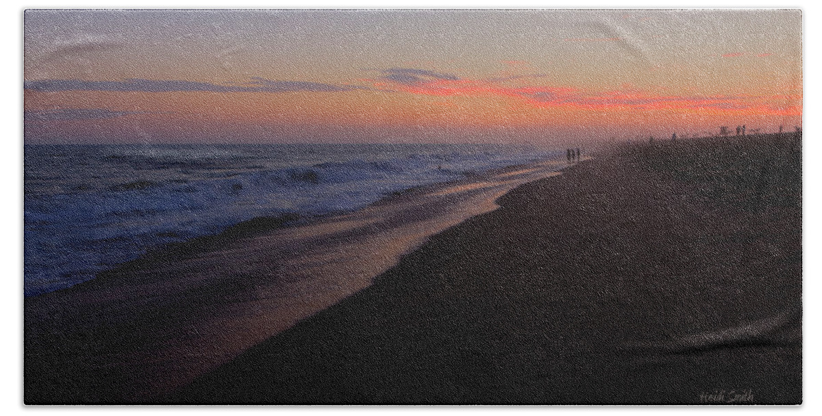 Sunset Bath Towel featuring the photograph Balboa Beach - Newport by Heidi Smith