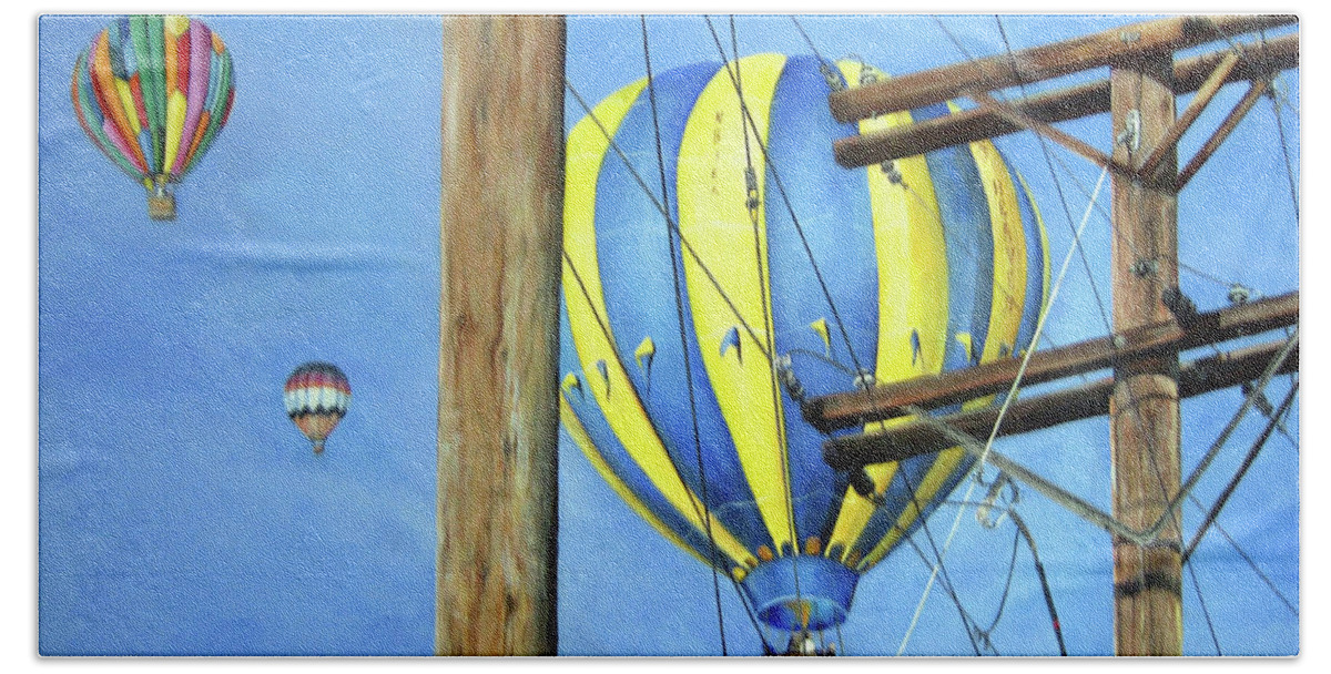 Sky Hand Towel featuring the painting Balloon Race by Donna Tucker