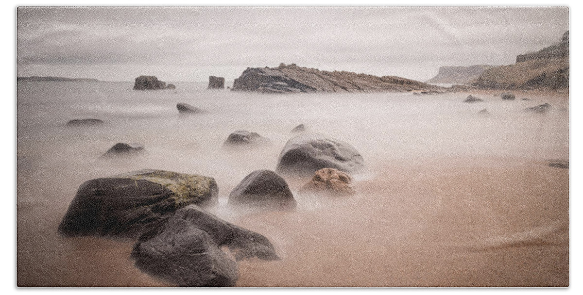 Pans Rock Bath Towel featuring the photograph Ballycastle - Pans Rocks by Nigel R Bell