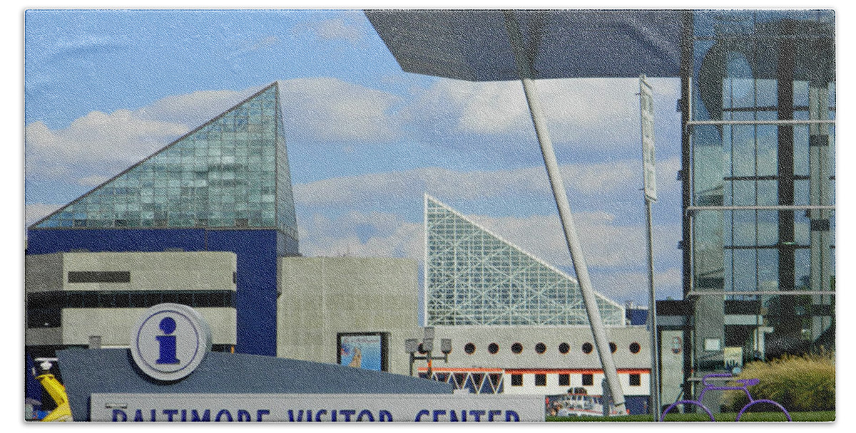Baltimore Visitor Center Inner Harbor Bath Towel featuring the photograph Baltimore Visitor Center - Inner Harbor by Emmy Vickers