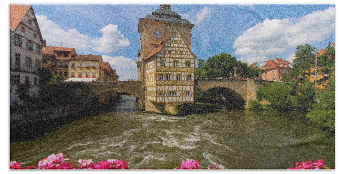 Bamberg Bath Towel featuring the photograph Bamberg Bridge by Jenny Setchell