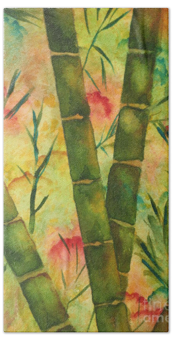 Fine Art Painting Hand Towel featuring the painting Bamboo Garden by Chrisann Ellis