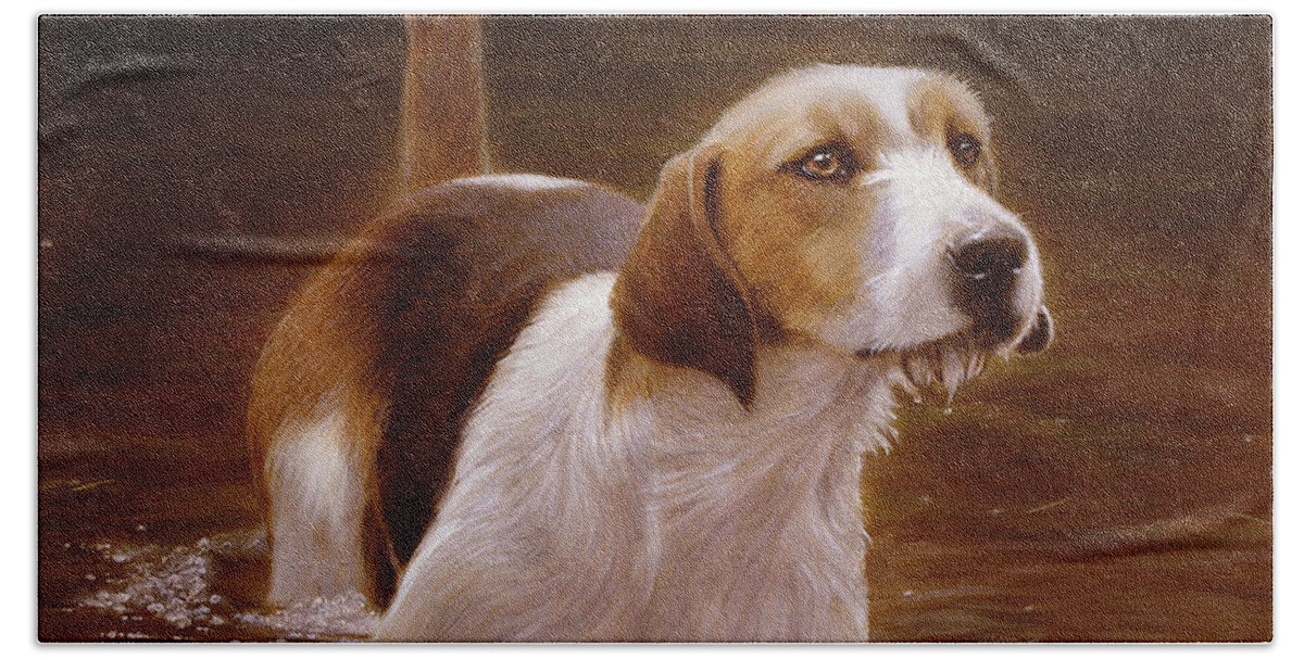 Hound Bath Towel featuring the painting Banquet by John Silver
