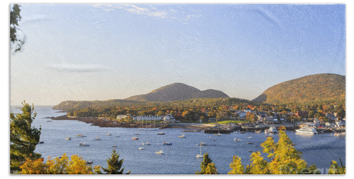 Bar Hand Towel featuring the photograph Bar Harbor Maine Autumn morning by Ken Brown