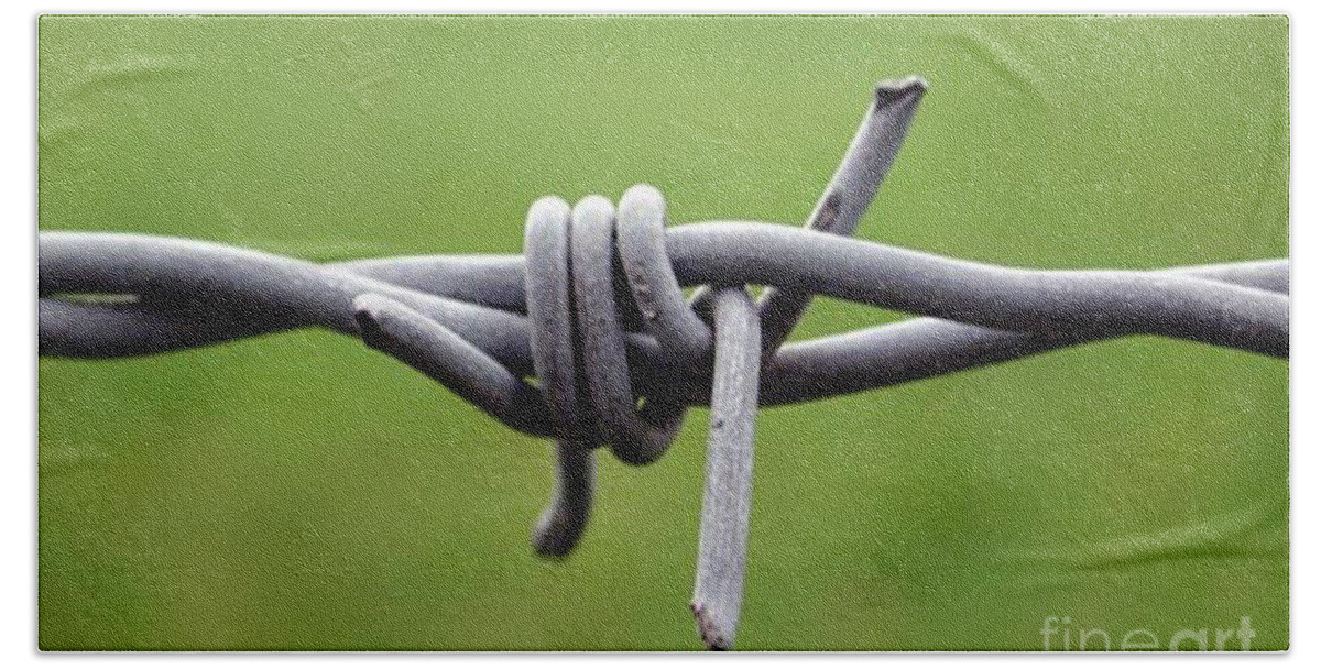 'barbed Wire' Hand Towel featuring the photograph Barbed by Vix Edwards