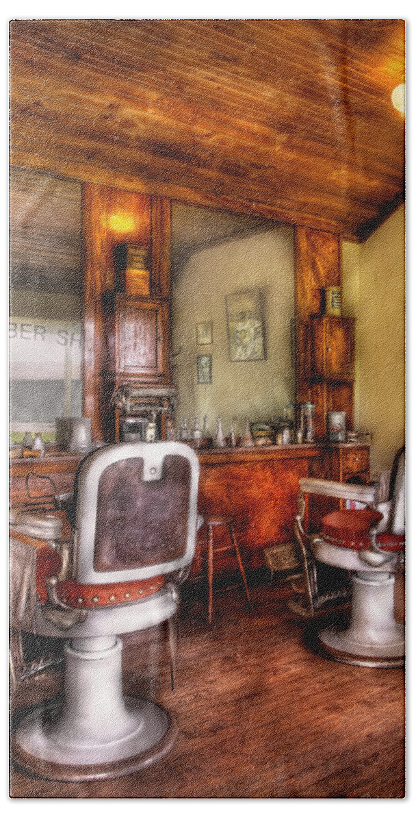 Barber Hand Towel featuring the photograph Barber - The Barber Shop II by Mike Savad