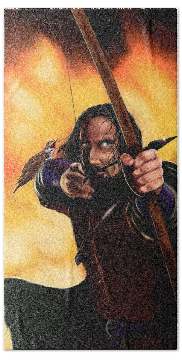 Hobbit Hand Towel featuring the digital art Bard The Bowman by Norman Klein