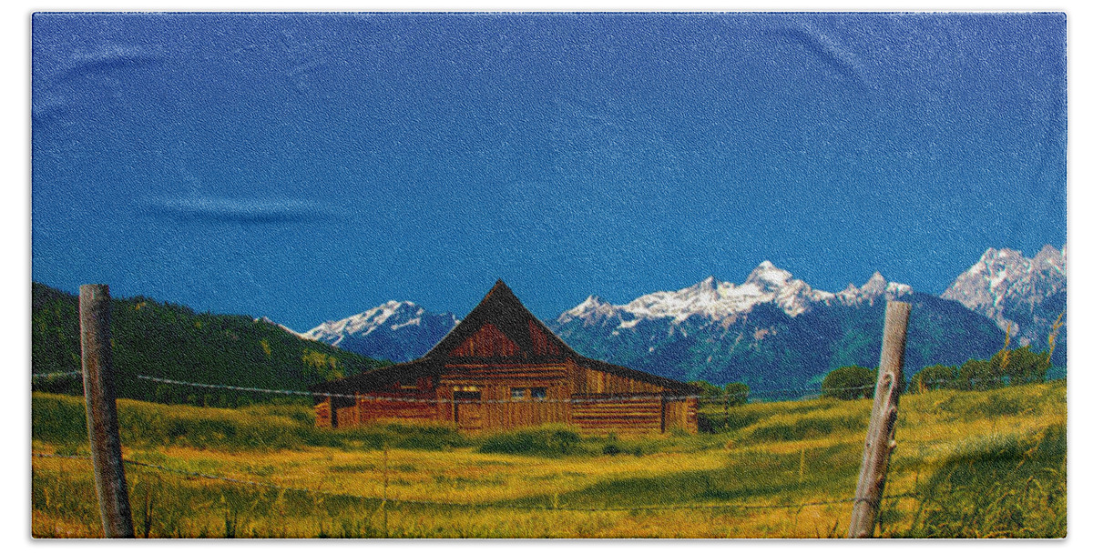 Nature Bath Towel featuring the photograph Barn in Grand Teton by Dany Lison