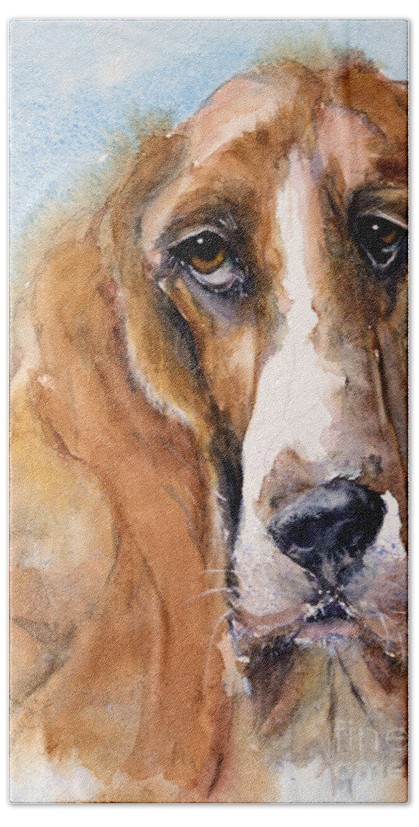 Dog Bath Towel featuring the painting Basset Hound by Judith Levins