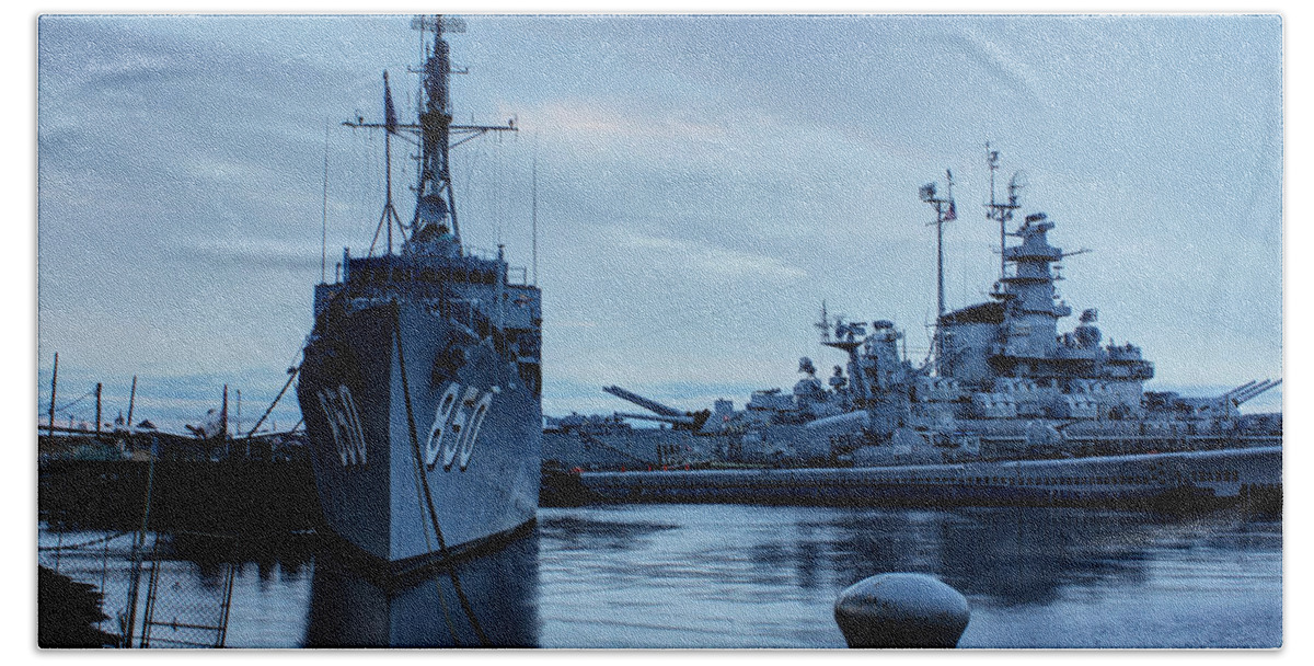 Apacheco Bath Towel featuring the photograph Battleship Cove by Andrew Pacheco