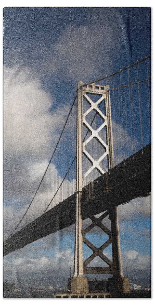Bay Bath Towel featuring the photograph Bay Bridge after the Storm by John Daly