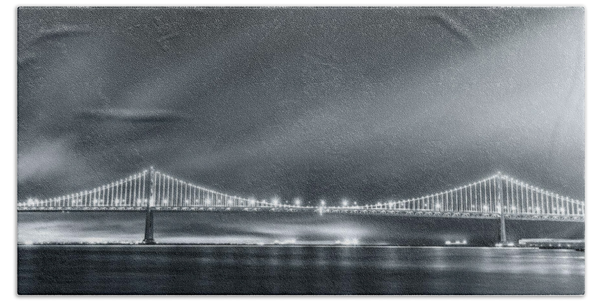 City Bath Towel featuring the photograph Bay Bridge and The Fog by Jonathan Nguyen
