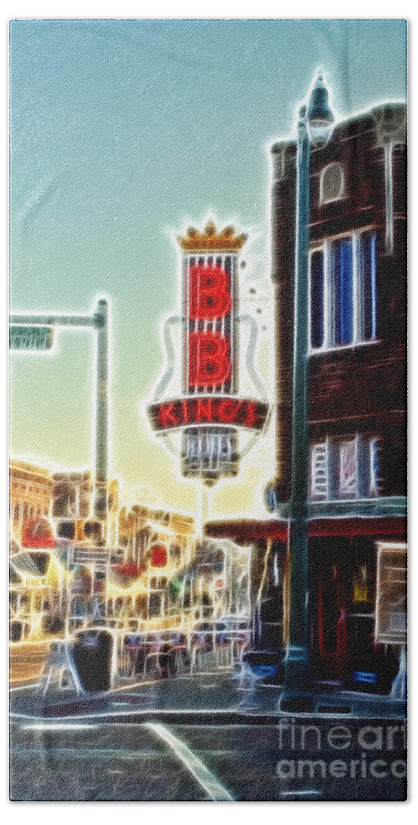 Sunshine Hand Towel featuring the photograph BB King Club by Donna Greene
