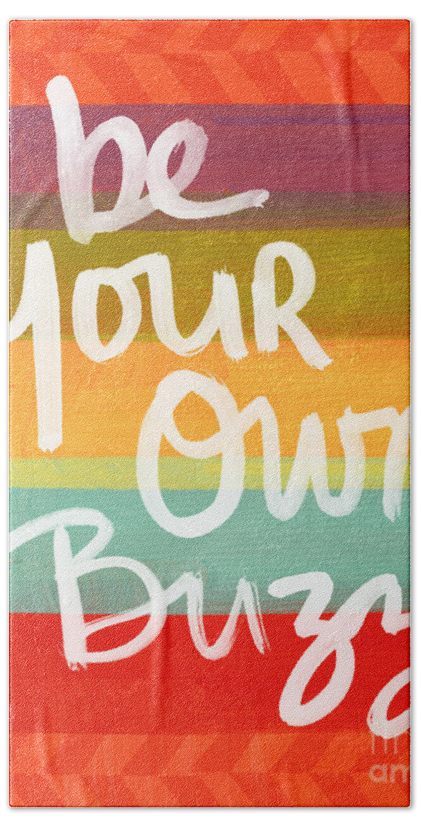 Stripes Hand Towel featuring the painting Be Your Own Buzz by Linda Woods