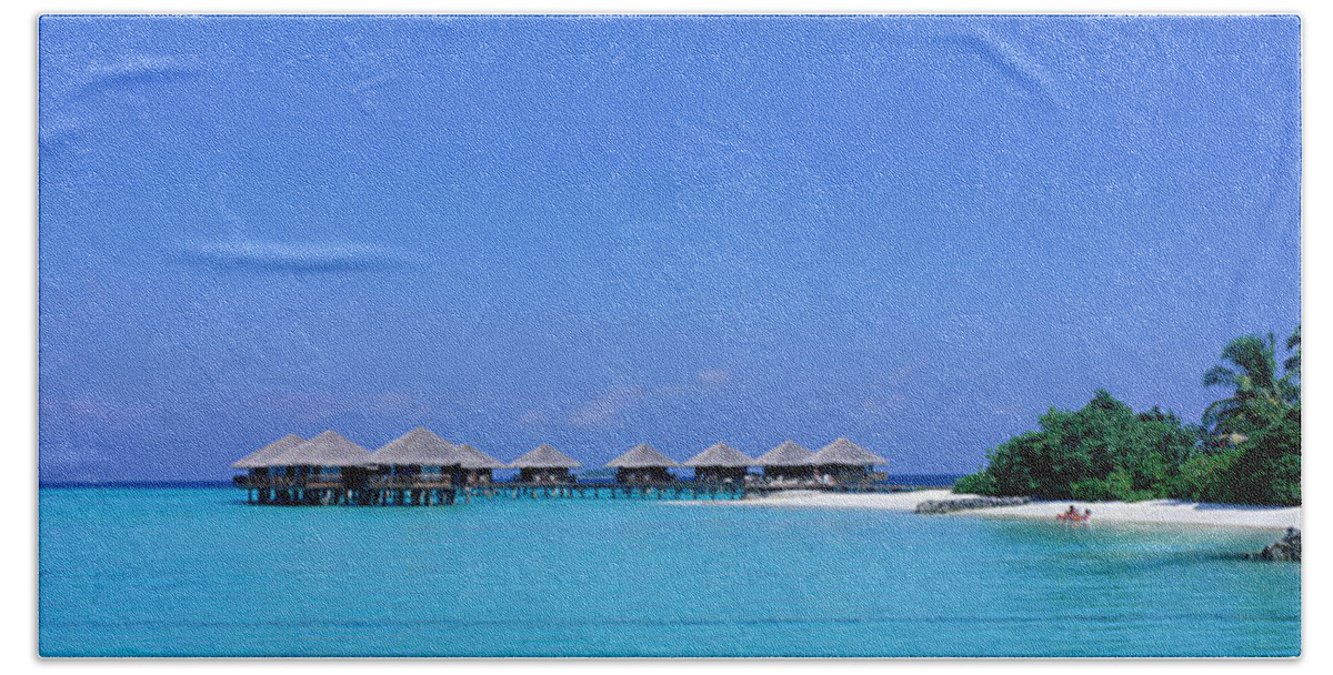 Photography Hand Towel featuring the photograph Beach Cabanas, Baros, Maldives by Panoramic Images