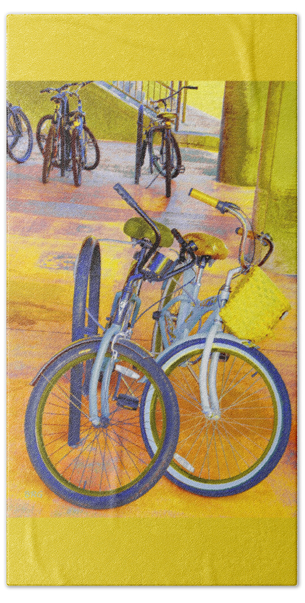 Bicycle Bath Towel featuring the photograph Beach Parking For Bikes by Ben and Raisa Gertsberg