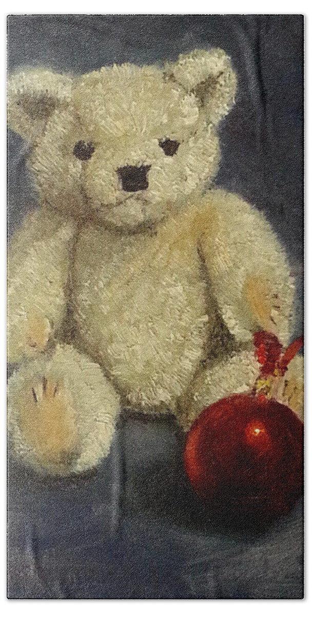 Teddybear Bath Towel featuring the painting Beary Christmas by Brenda Salamone