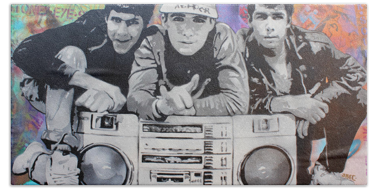 Stencil Art Hand Towel featuring the painting Beastie Boys by Josh Cardinali