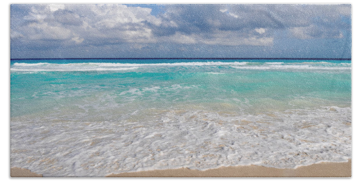 Nature Hand Towel featuring the photograph Beautiful Beach Ocean in Cancun Mexico by Brandon Bourdages
