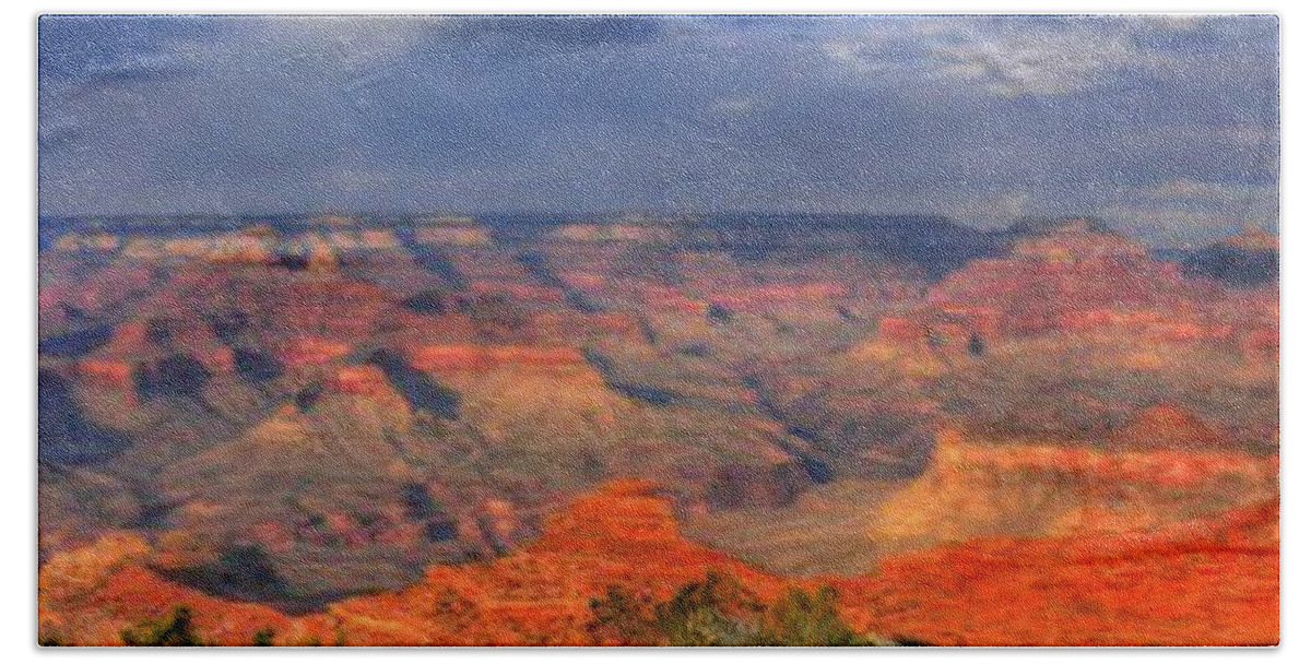 Colorful Bath Towel featuring the painting Beautiful Canyon by Bruce Nutting