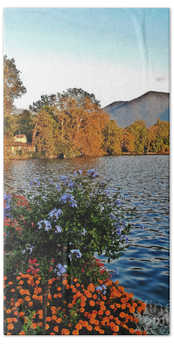 Travel Bath Towel featuring the photograph Beauty of Lake Lugano by Elvis Vaughn