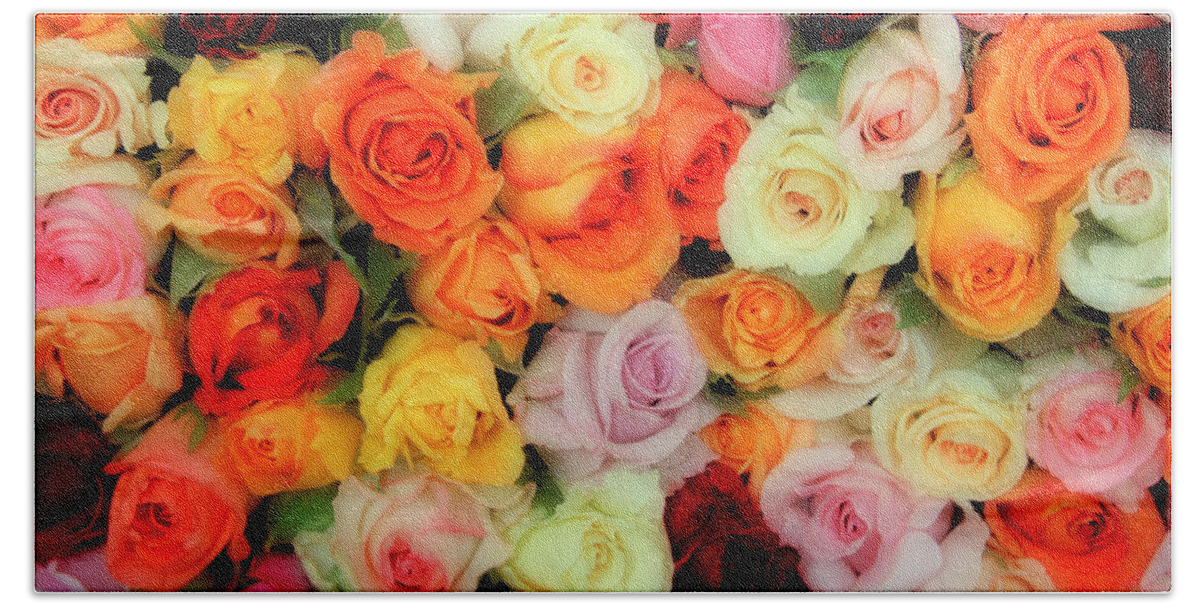 Roses Hand Towel featuring the photograph Bed of Roses by Tony Grider