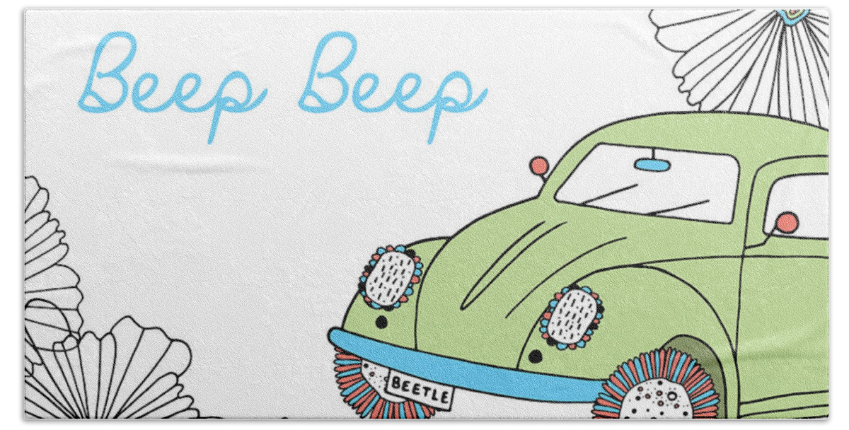 Susan Claire Hand Towel featuring the photograph Beep Beep Beetle by MGL Meiklejohn Graphics Licensing