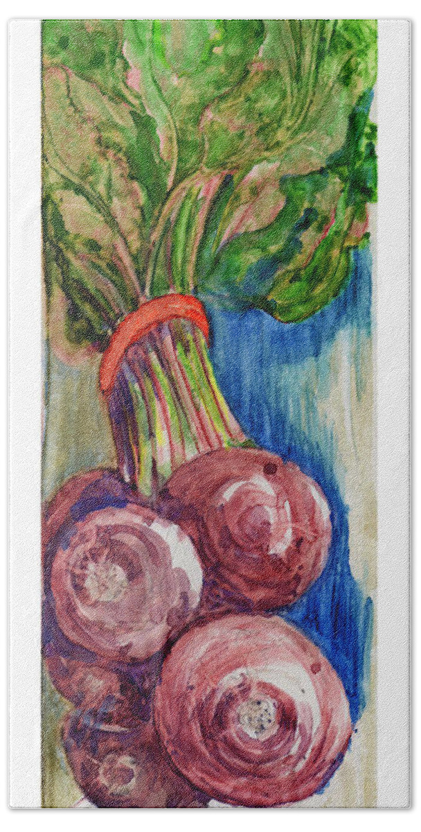 Beets Hand Towel featuring the painting Beets by Elle Smith Fagan