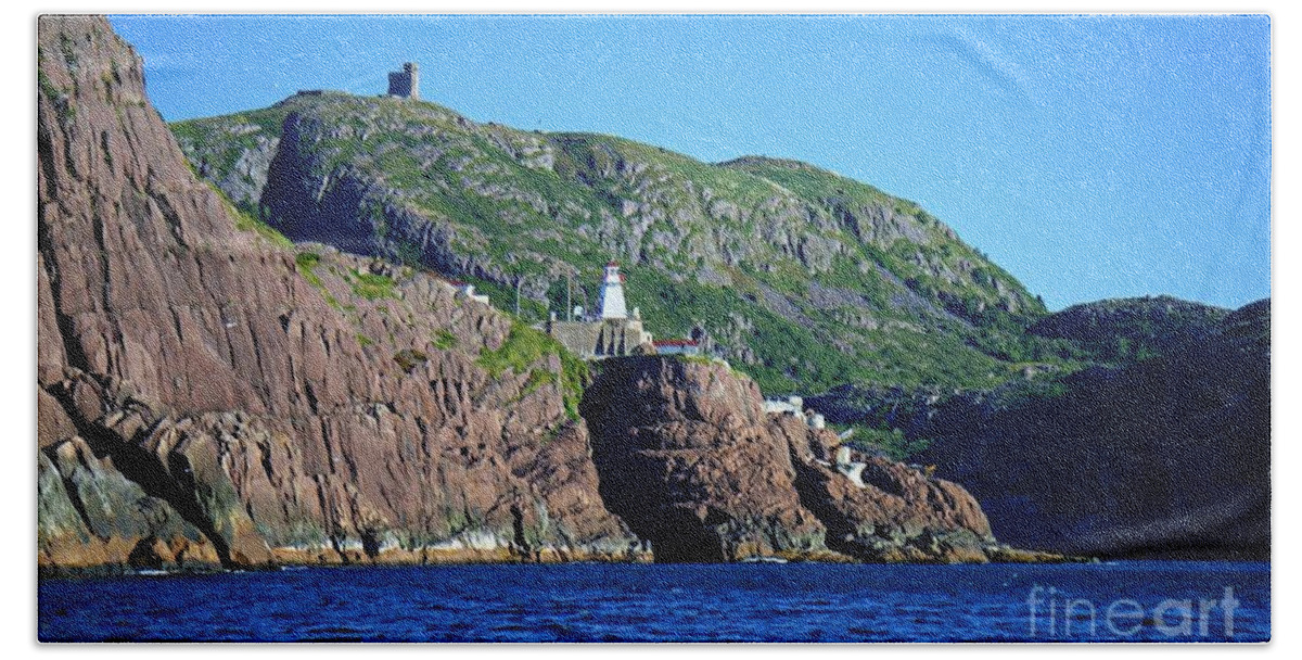 Behind Fort Amherst Rock Bath Towel featuring the photograph Behind Fort Amherst Rock by Barbara Griffin by Barbara A Griffin