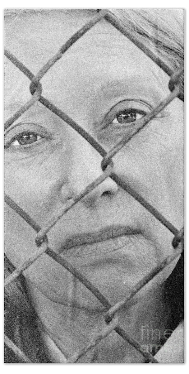 Woman Hand Towel featuring the photograph Behind the Fence by Kathleen K Parker