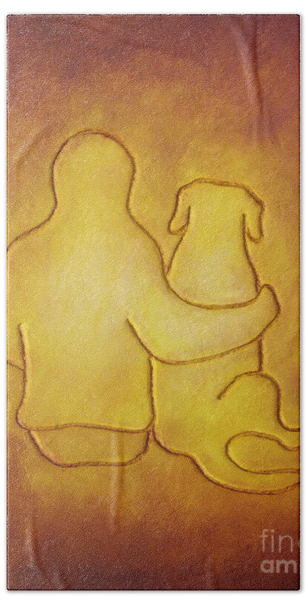 Dog Bath Towel featuring the painting Being There 2 - Dog and Friend by Amy Reges
