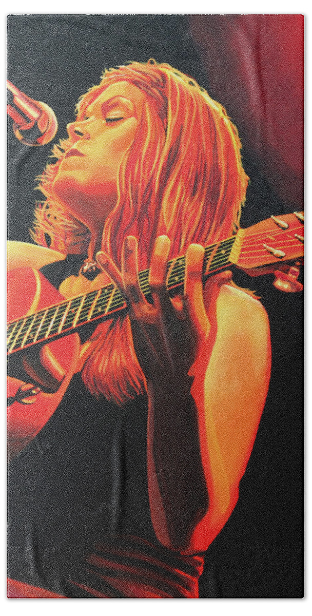 Beth Hart Bath Towel featuring the painting Beth Hart by Paul Meijering