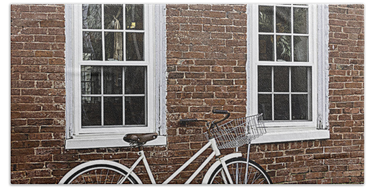 Bicycle Hand Towel featuring the photograph Bicycle on Brick by Betty Denise