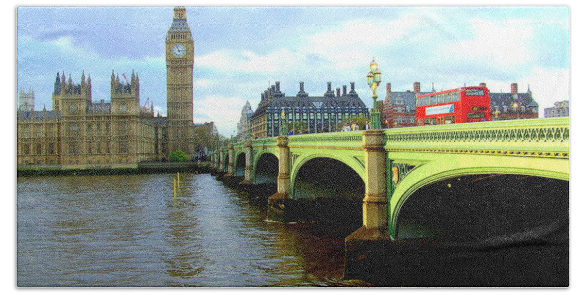 London Bath Towel featuring the photograph Big Ben and River Thames by Steve Kearns