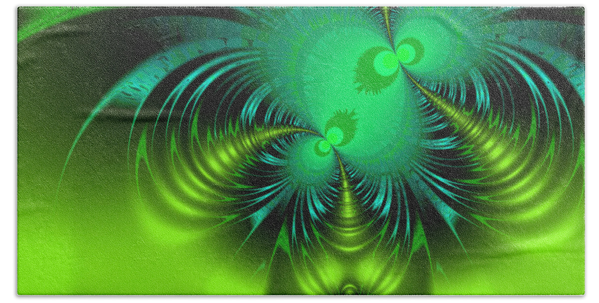 Abstract: Color; Abstract: Geometric; Science Fiction & Fantasy: Dreamscapes; Science Fiction & Fantasy: Space Hand Towel featuring the digital art Binary Star Stingers by Ann Stretton
