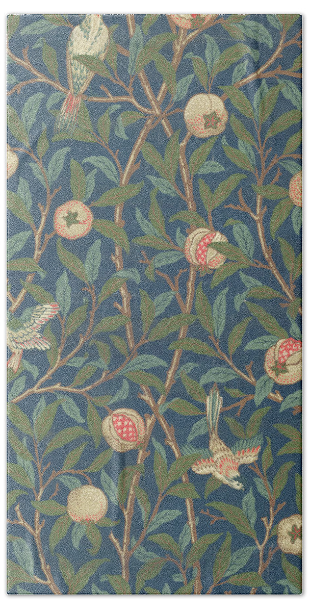 Arts And Crafts Movement Bath Towel featuring the tapestry - textile Bird and Pomegranate by William Morris
