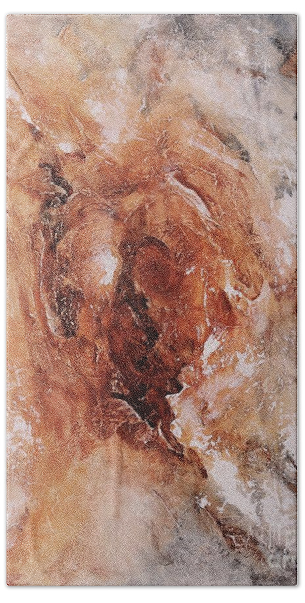 Abstract Bath Towel featuring the painting Birth of the Earth 01 by Emerico Imre Toth