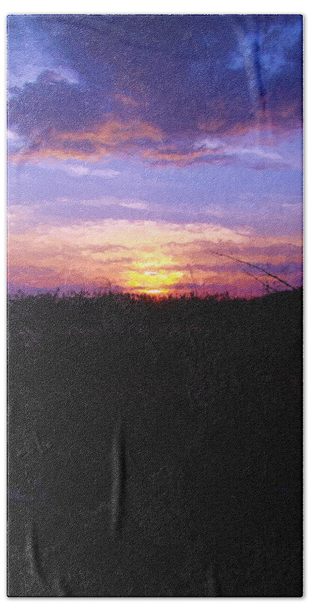 Black Hills Bath Sheet featuring the digital art Black Hills at Sunset by Cathy Anderson
