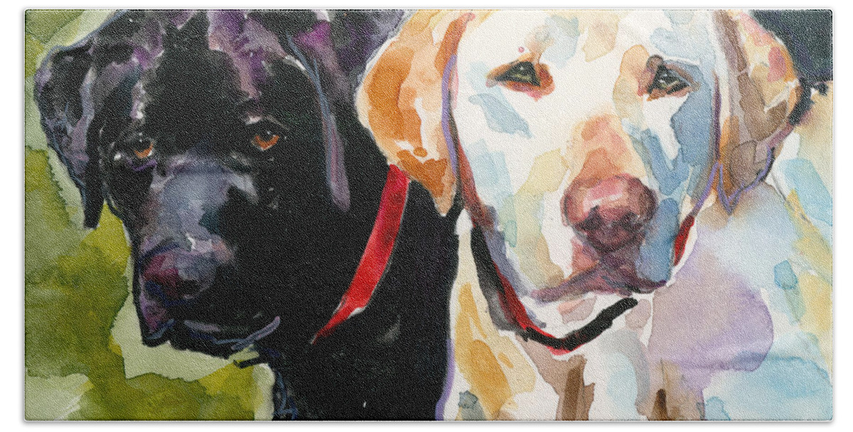 Labrador Retrievers Hand Towel featuring the painting Blacklight by Molly Poole
