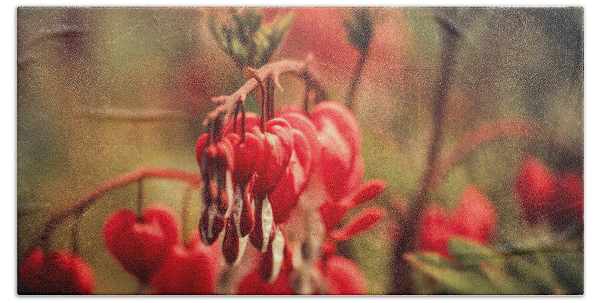 Love Bath Towel featuring the photograph Bleeding Hearts by Spikey Mouse Photography