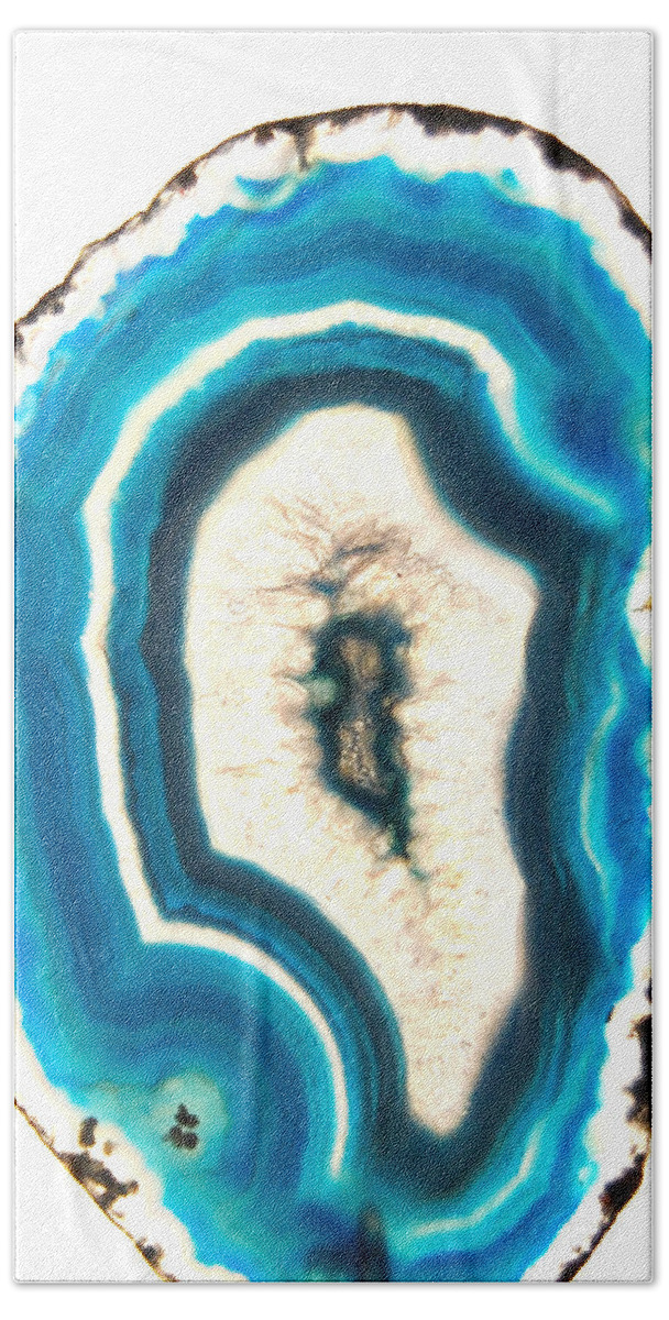 Agate Hand Towel featuring the digital art Blue Agate by Gina Dsgn