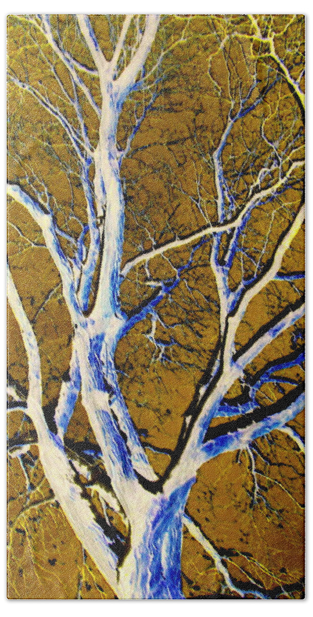 Trees Bath Towel featuring the photograph Blue And Gold by Jodie Marie Anne Richardson Traugott     aka jm-ART
