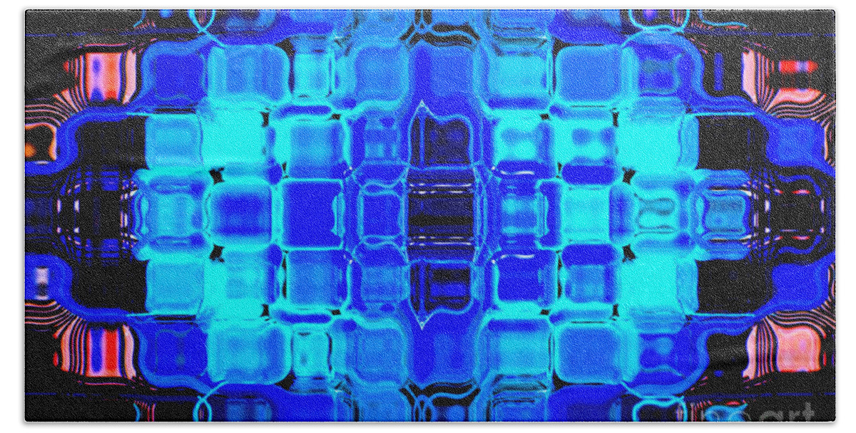 Blue Bubble Glass Hand Towel featuring the digital art Blue Bubble Glass by Anita Lewis