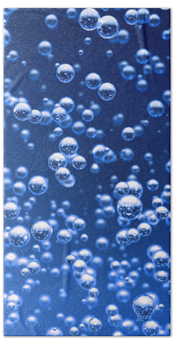 Bubble Hand Towel featuring the digital art Blue bubbles by Bruno Haver