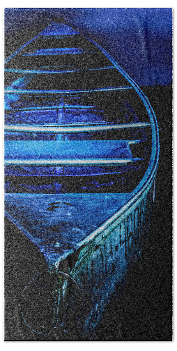 Canoe Bath Towel featuring the photograph Blue Canoe by Michael Arend